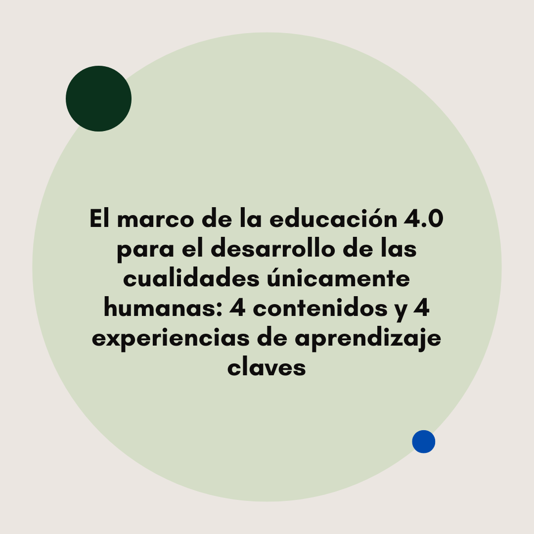 El marco de la educación 4.0 para el desarrollo de las cualidades únicamente humanas: 4 contenidos y 4 experiencias de aprendizaje claves